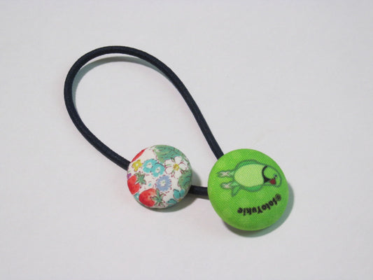Indian Ringneck Parakeet Fabric Button Elastic Hair Tie