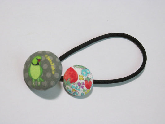 Indian Ringneck Parakeet Fabric Button Elastic Hair Tie