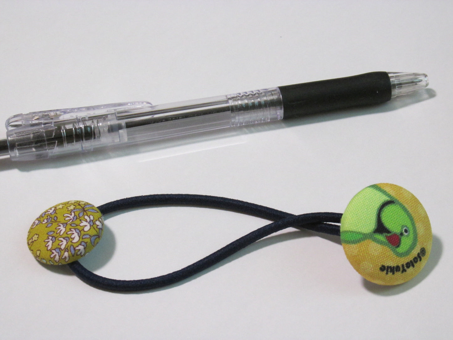 Indian Ringneck Parakeet Fabric Button Elastic Hair Tie