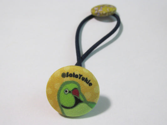 Indian Ringneck Parakeet Fabric Button Elastic Hair Tie