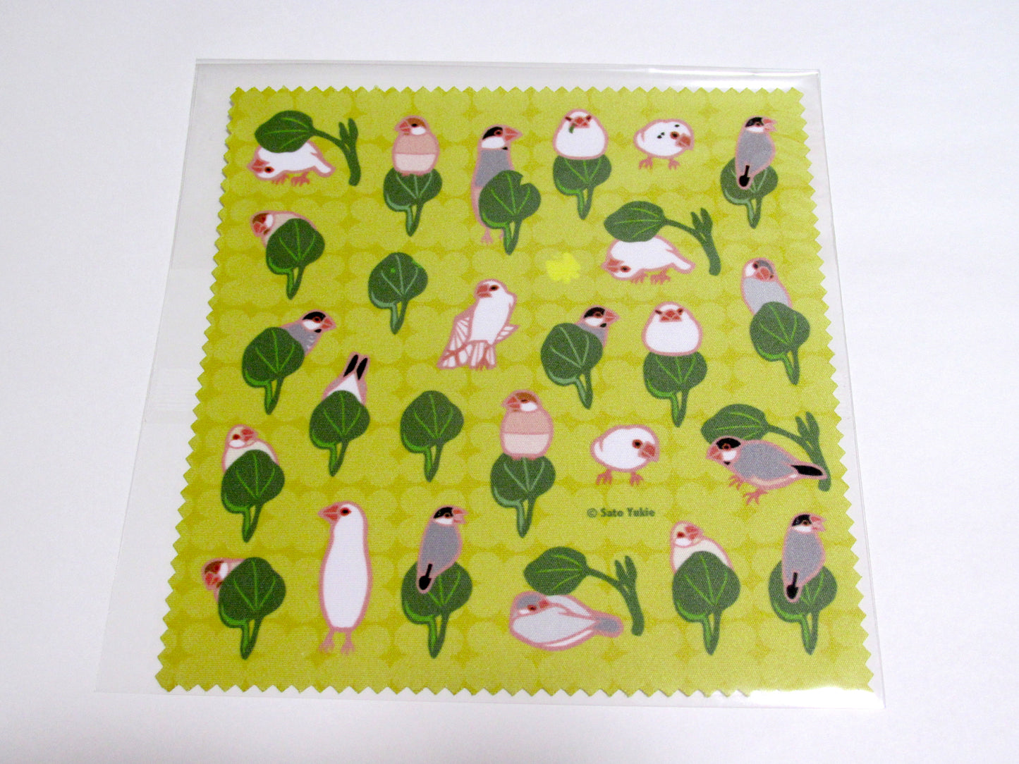 Java Sparrow & Japanese Mustard Spinach Lens Cloth Microfiber Cloth Yellow