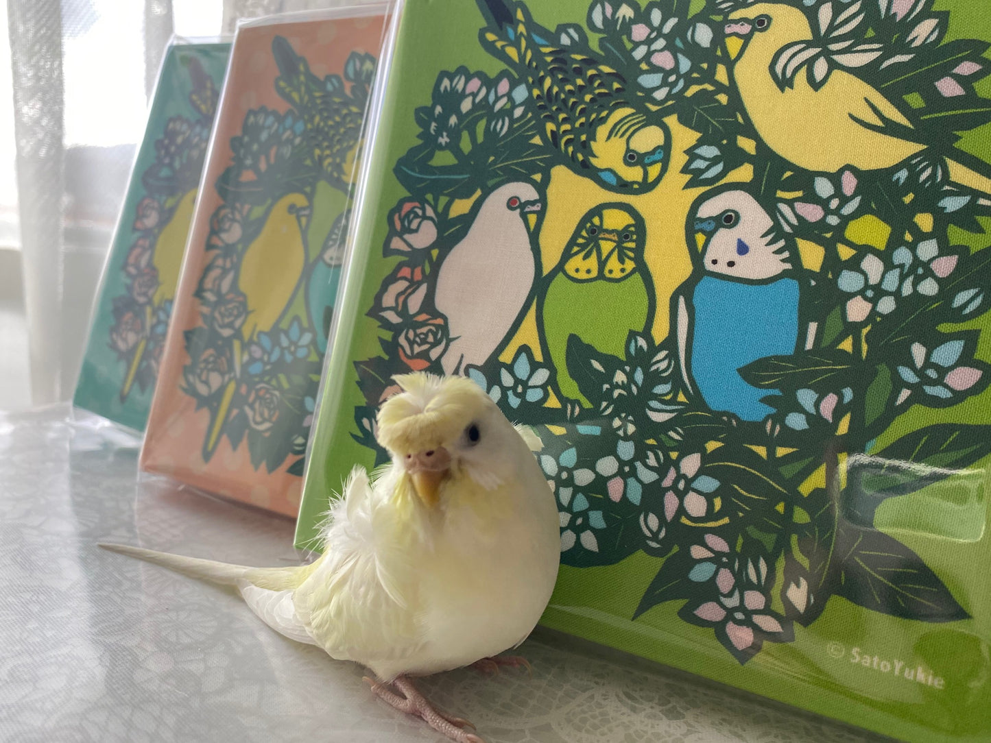 Java Sparrow New Year Fabric Art Panel Yellow