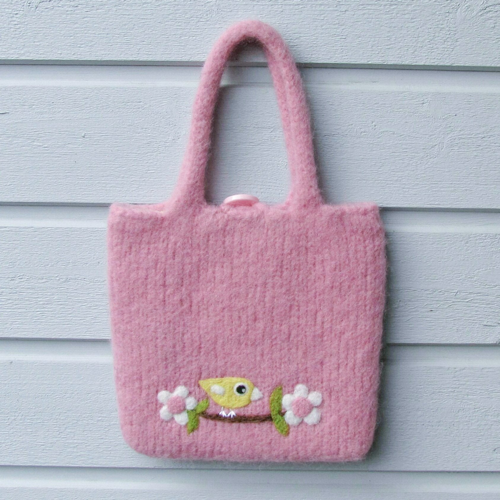 Budgie Budgerigar Parakeet Wool Felted Bag - Boutique SWEET BIRDIE