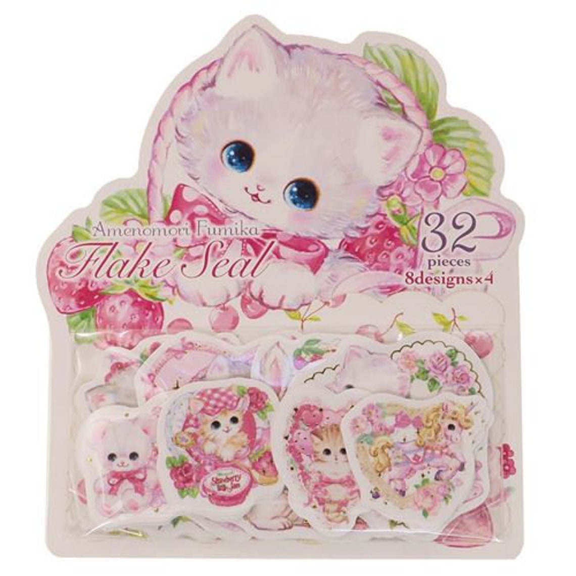 Cat & Animal Friends Stickers Flakes with Gold Accent 32 pieces