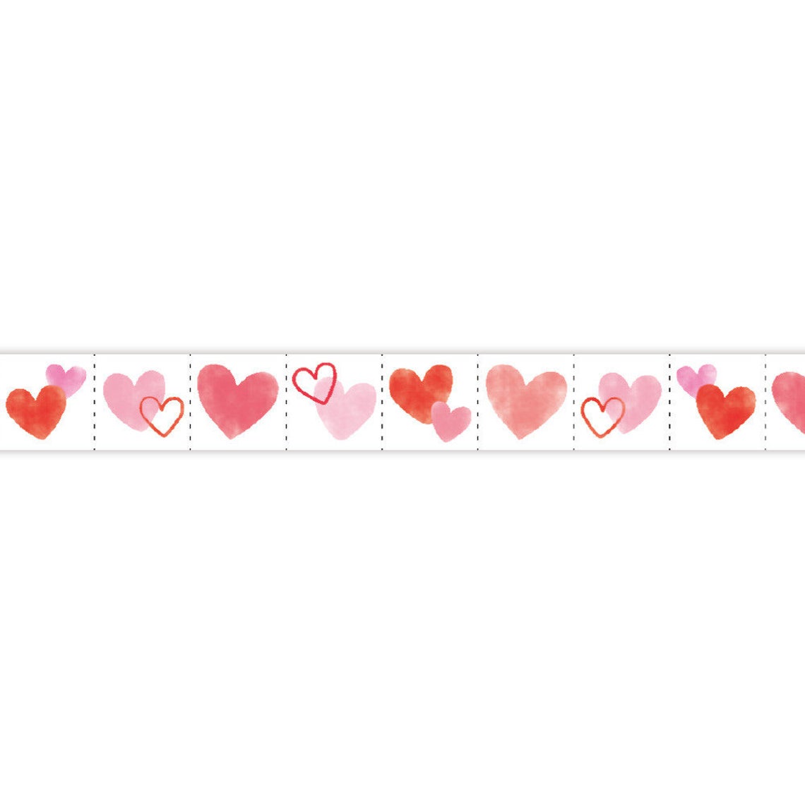 Pink Heart Japanese Washi Tape Masking Tape with Cutting Lines Slim Washi Stickers Roll Stickers