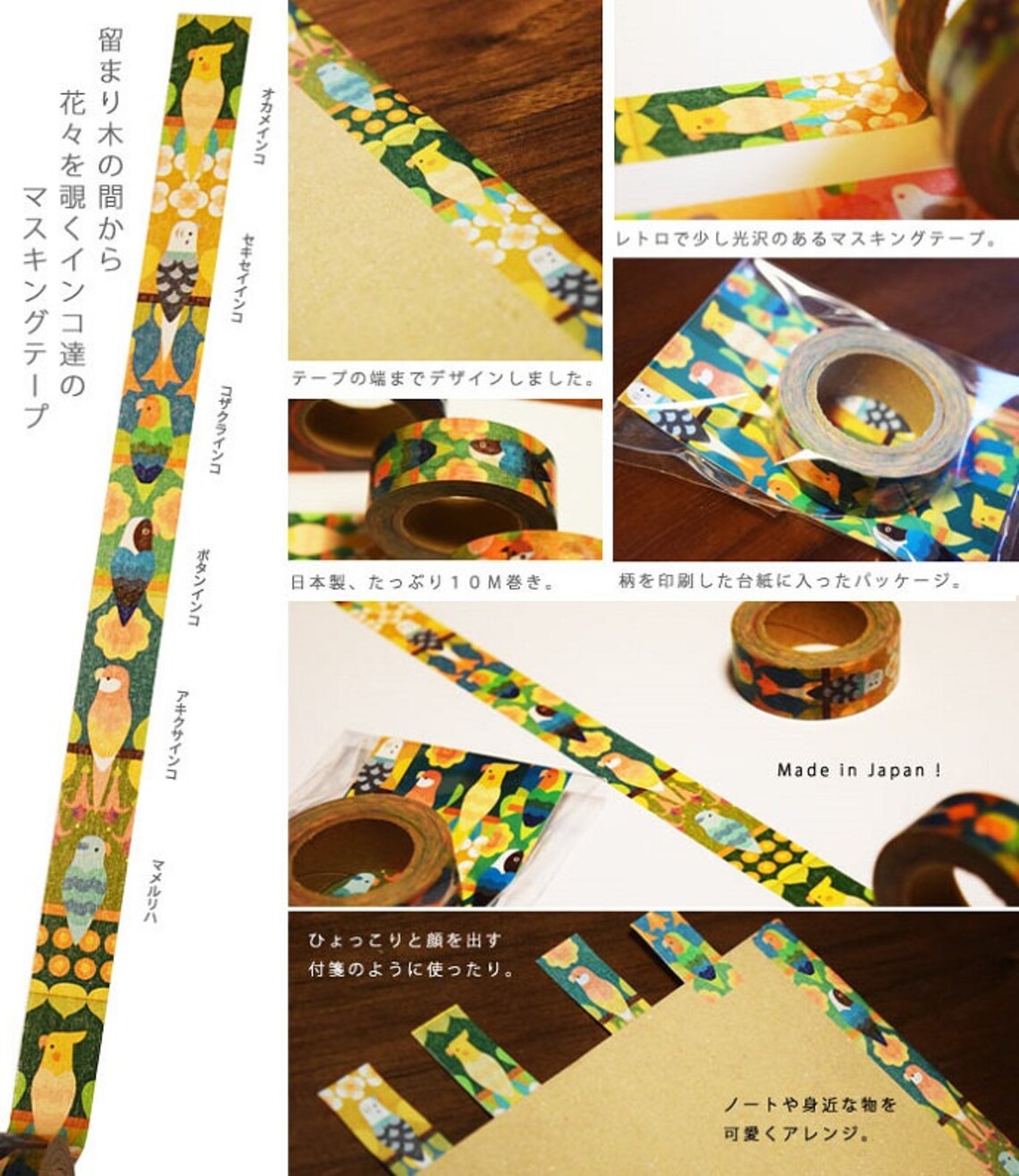 Bird Japanese Washi tape Cockatiel Budgie Lovebird Pacific Parrotlet Bourke's Parrot Bourke's Parakeet
