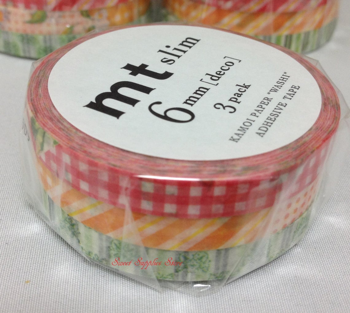 mt slim deco D Japanese Washi Tape 6mm Sets of 3 MTSLIM19