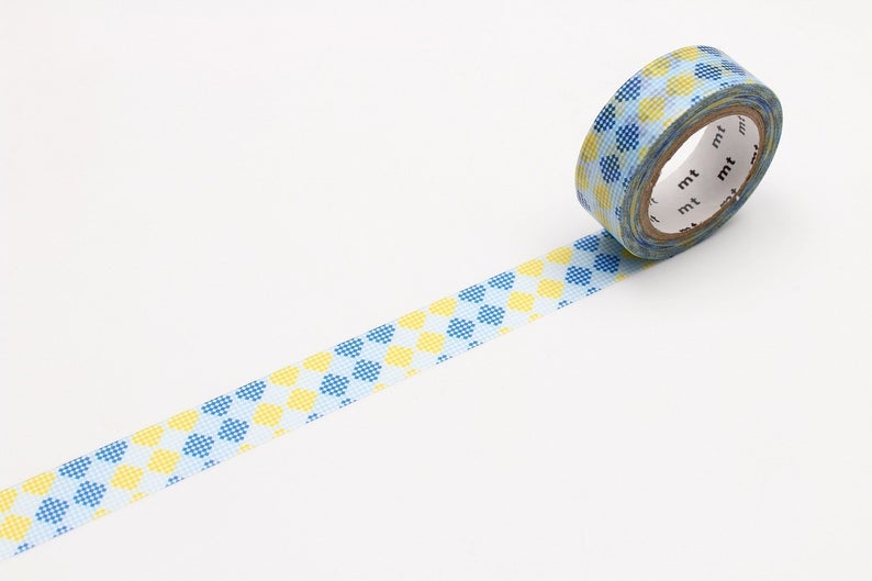 mt deco Checkers Stripe Blue Japanese Washi Tape Masking Tape