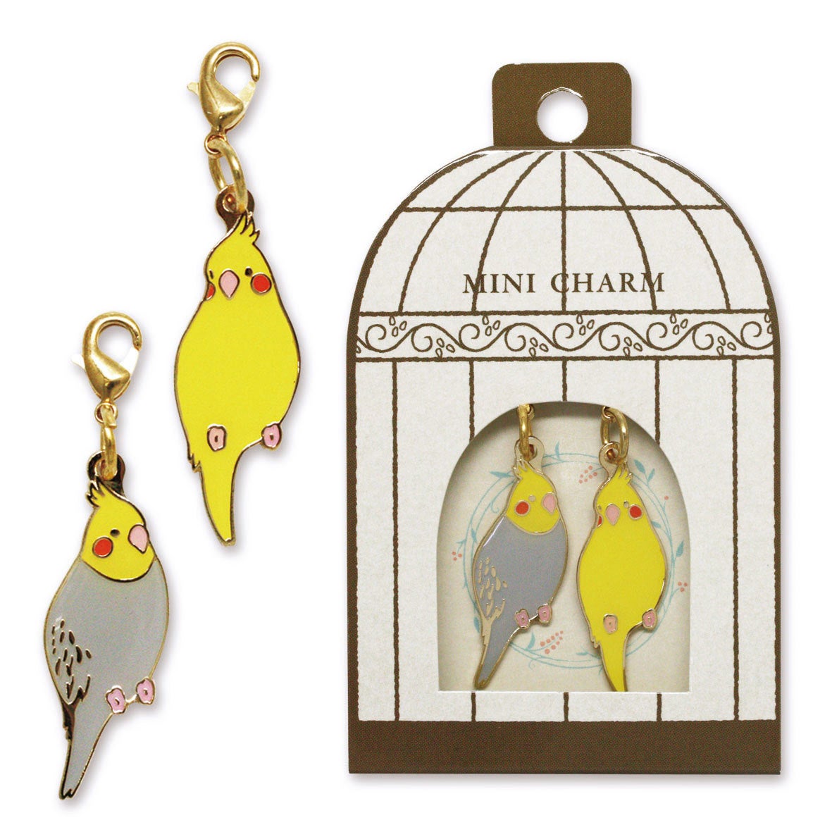 Sets of 2 Cockatiel Metal Parts Charm - Boutique Sweet Birdie