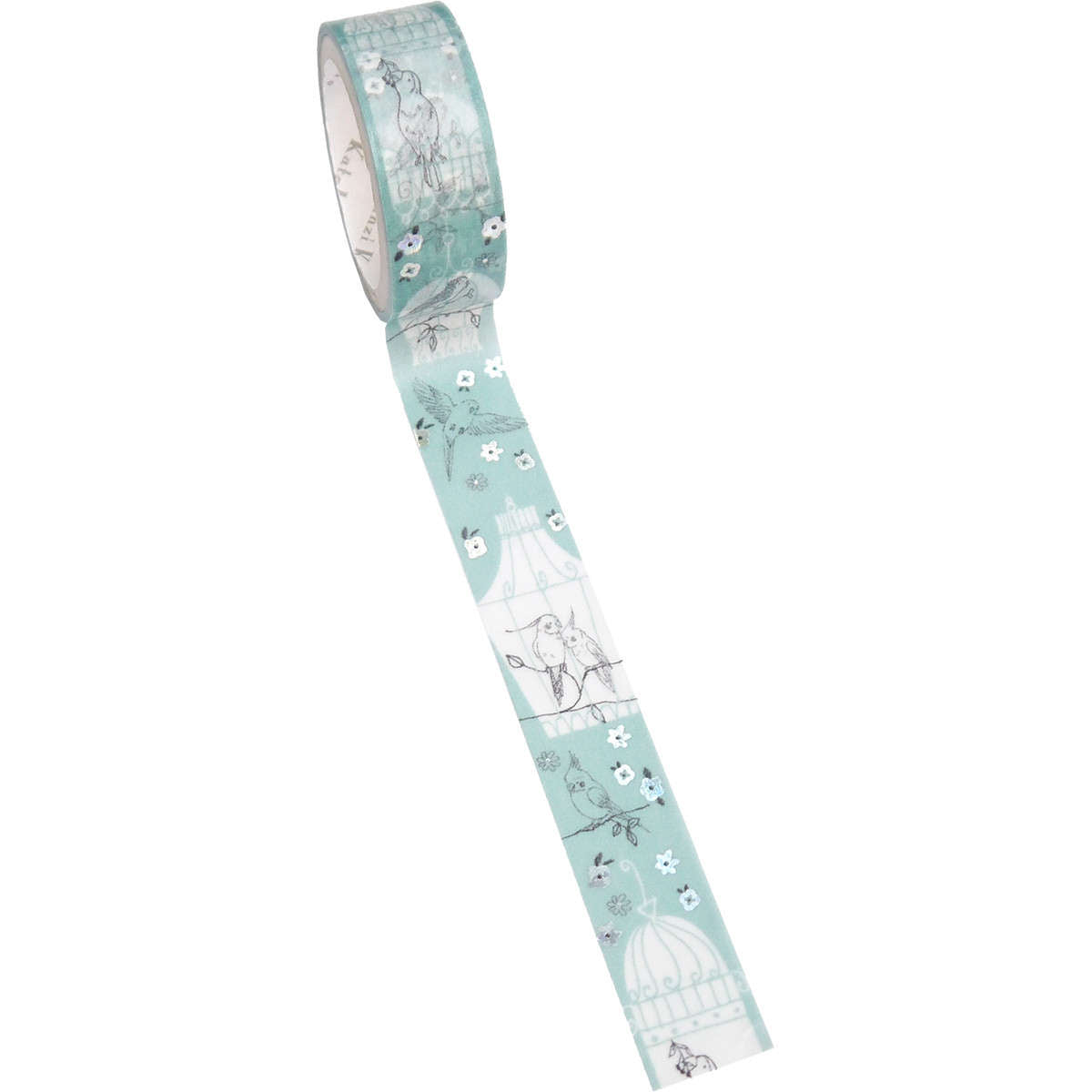 Bird Cockatiel Budgie Silver Glitter Japanese Washi Tape Shinzi Katoh Design (ks-dt-10050) - Boutique Sweet Birdie