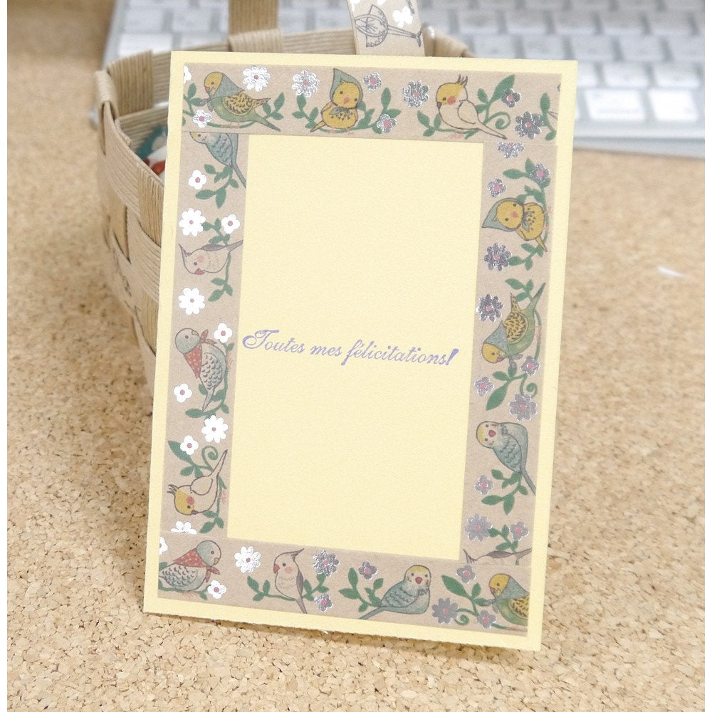 Bird Budgie Parakeet Cockatiel Silver Glitter Craft Tape Shinzi Katoh Design (ks-ct-10054) - Boutique Sweet Birdie
