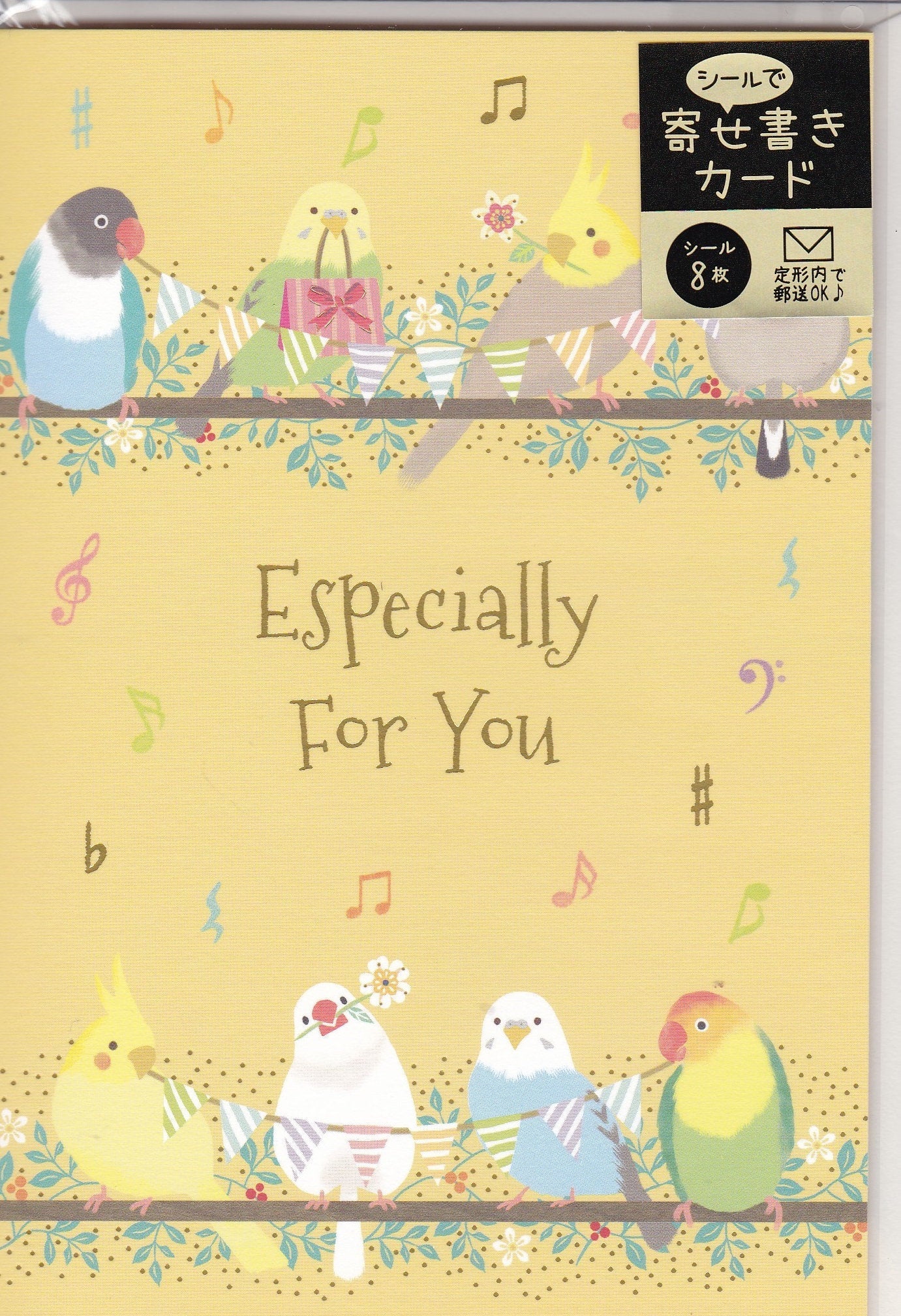 Bird Greeting Card with Speech Balloon Stickers Lovebird Budgie Budgerigar Parakeet Cockatiel Java Sparrow RC500-504 - Boutique SWEET BIRDIE