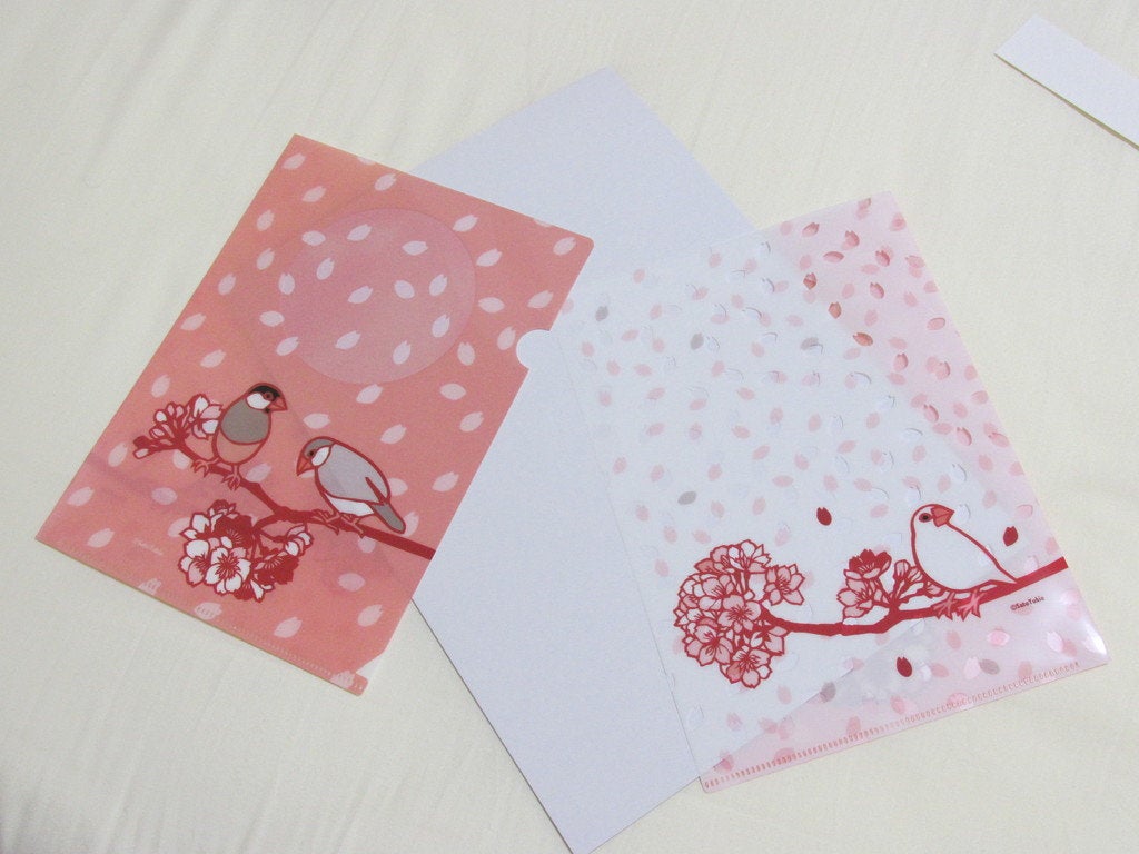 A5 File Folder Organizer Bird Java Sparrow & Cherry Blossom - Boutique Sweet Birdie