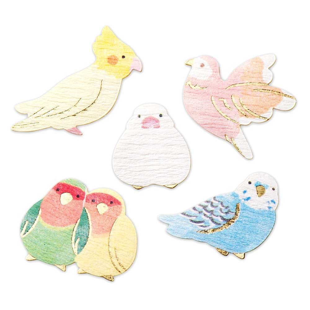 Bird Japanese Washi Stickers with Gold Accent Budgie Budgerigar Parakeet Java Sparrow Lovebird Cockatiel  Bourke's Parrot  5564104 - Boutique Sweet Birdie