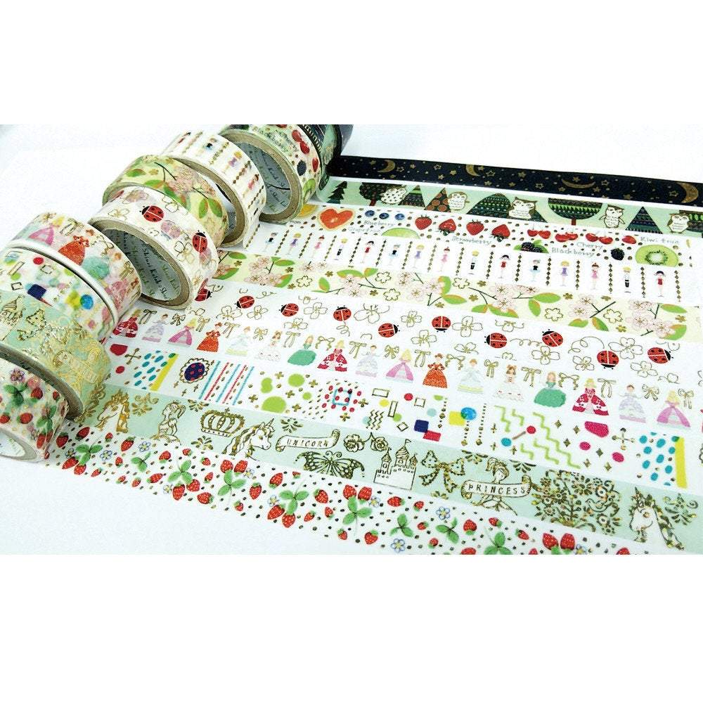 Princess & Unicorn Gold Glitter Japanese Washi Tape Shinzi Katoh Design ks-dt-10089 - Boutique SWEET BIRDIE
