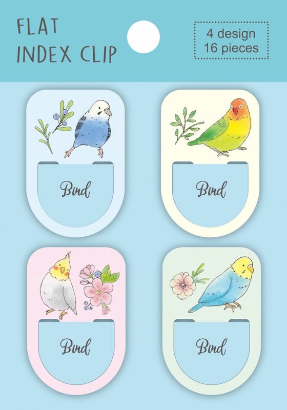 Sets of 16 Bird Flat Index Clips Budgie Budgerigar Parakeet Cockatiel Lovebird FC00041 - Boutique SWEET BIRDIE
