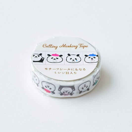 Panda Face Japanese Washi Tape Masking Tape with Cutting Lines Slim Washi Stickers Roll Stickers