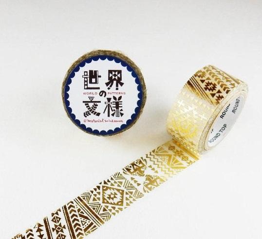 Native American Pattern Gold Japanese Washi Tape Masking Tape - Boutique SWEET BIRDIE
