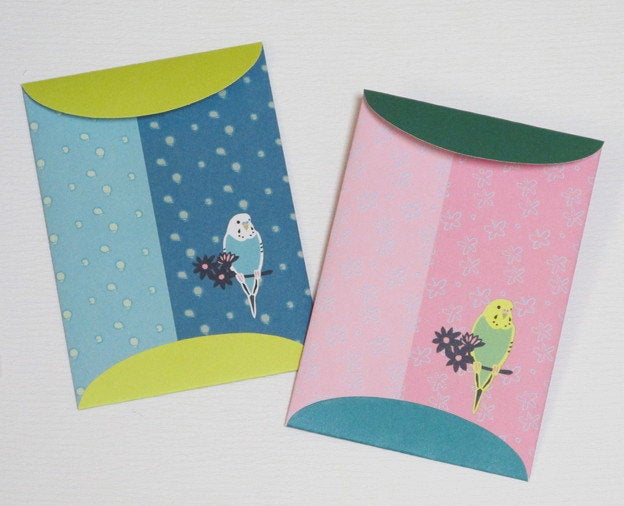 Yukie Sato Sets of 4 Mini Envelopes Bird Budgie Budgerigar Parakeet (yukie-302) - Boutique SWEET BIRDIE