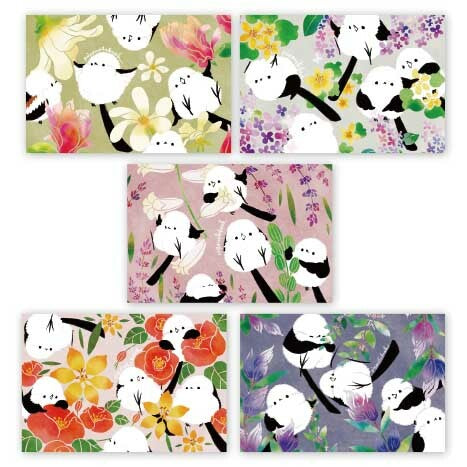Long-tailed Tits & Hokkaido Wildflowers Postcards  Spring & Summer Set of 5