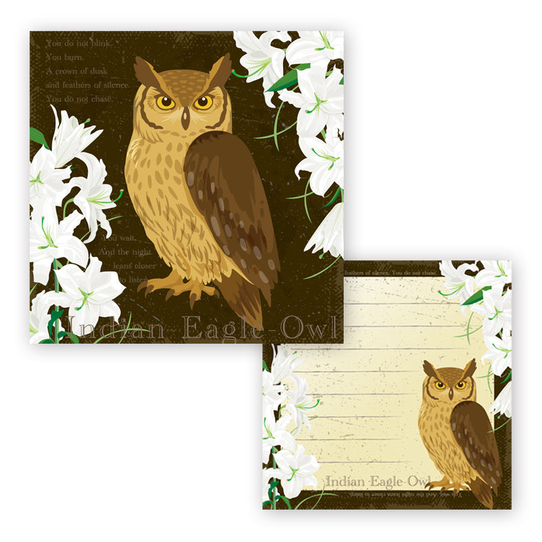 Indian Eagle-owl Square Vintage-style Memo Pad