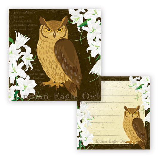 Indian Eagle-owl Square Vintage-style Memo Pad
