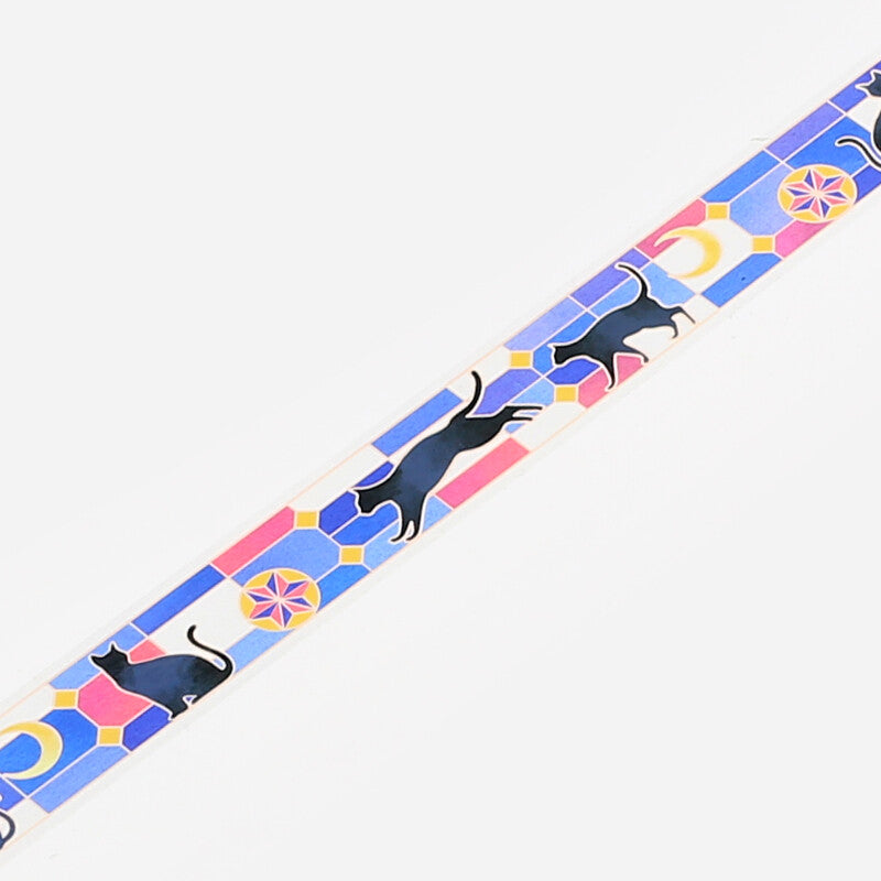 Cat & Moon  Stained Glass Transparent PET Deco Tape