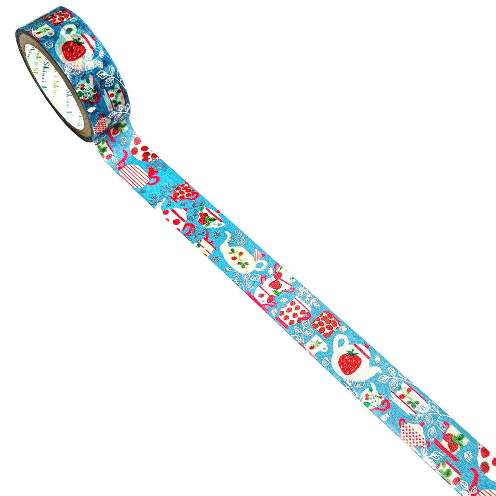 Strawberry Silver Glitter Japanese Washi Tape