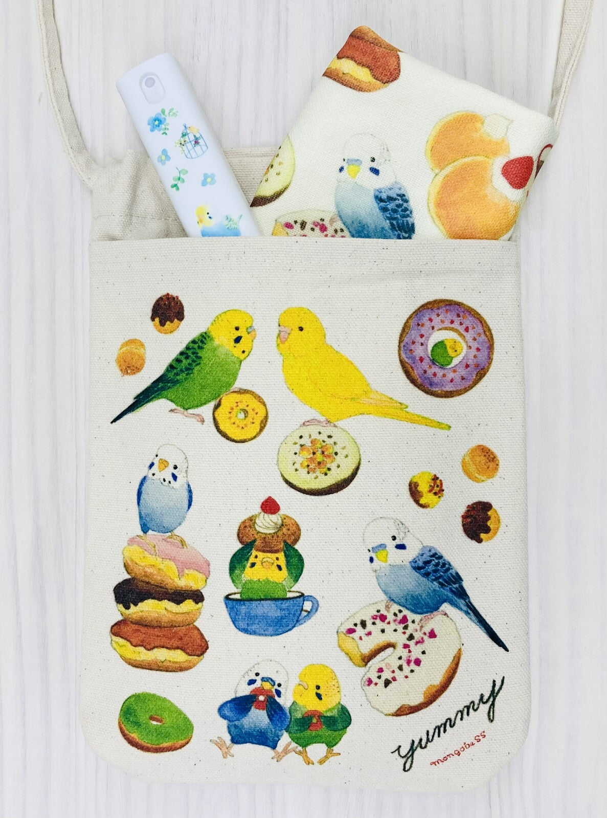 Budgie Donut Small Cotton Crossbody Bag