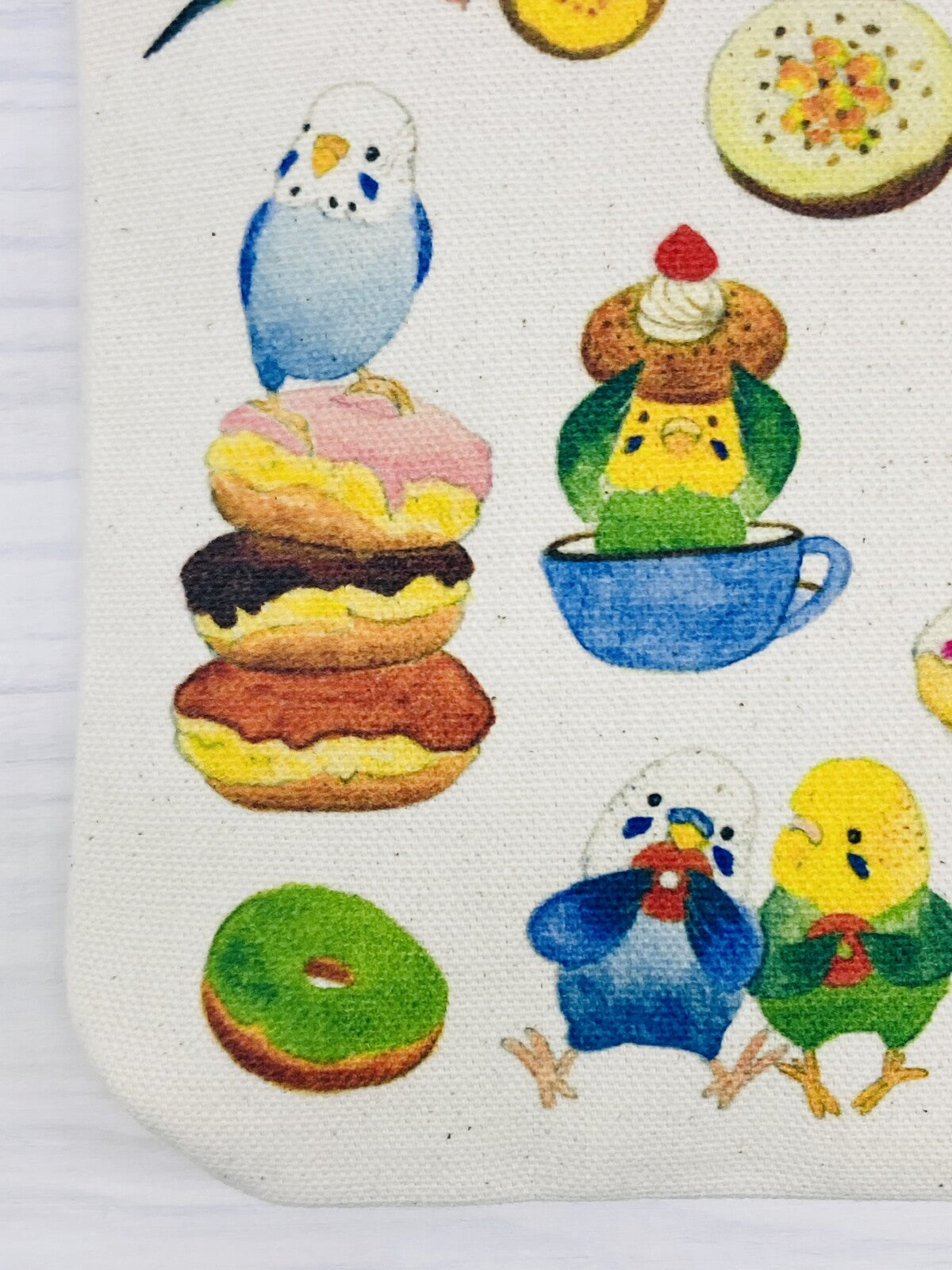 Budgie Donut Small Cotton Crossbody Bag