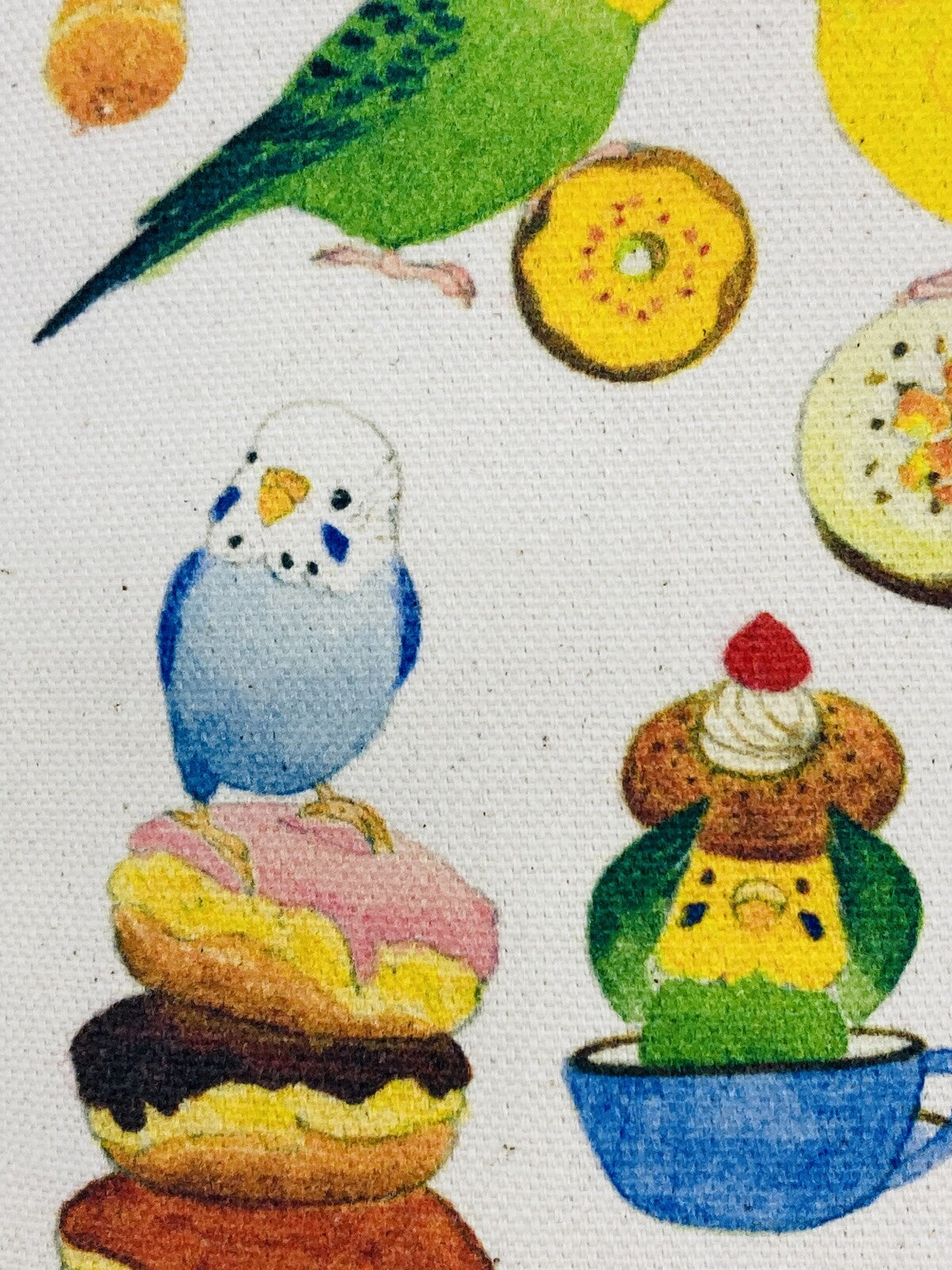 Budgie Donut Small Cotton Crossbody Bag