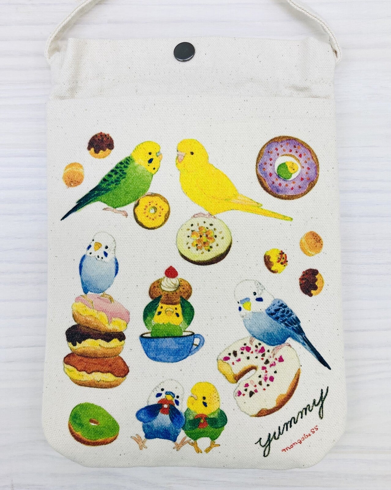 Budgie Donut Small Cotton Crossbody Bag