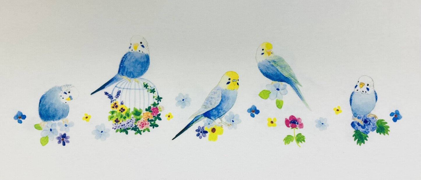 Budgie and Blue Flower Women's T-shirt (Made to Order)