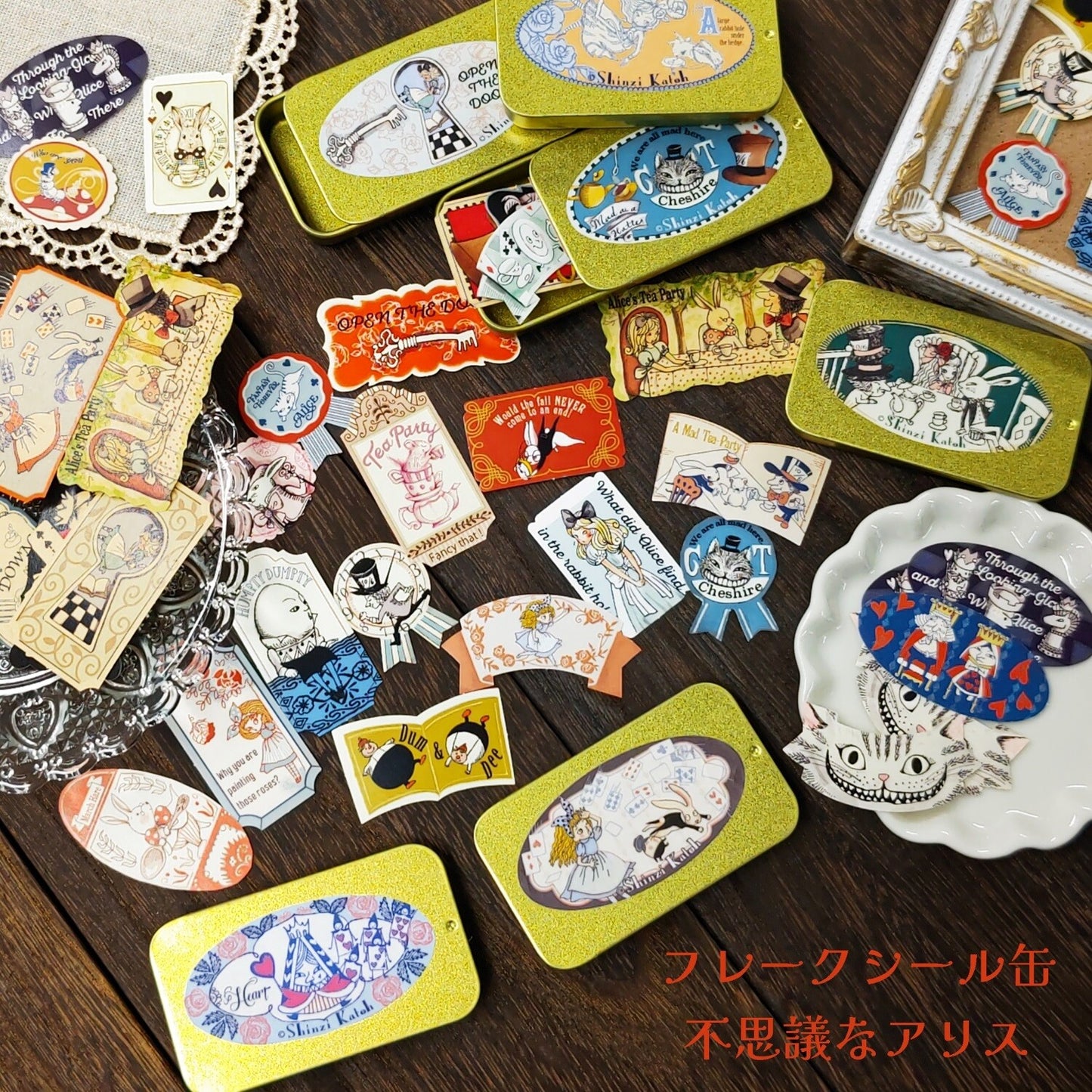 Alice in Wonderland Stickers Flakes in Tin Fantasy Forever Alice Shinzi Katoh Design