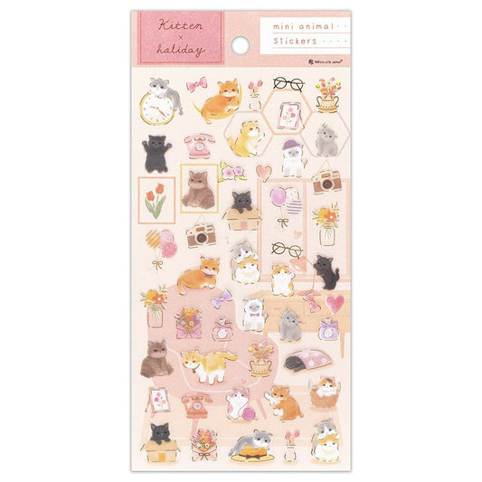 Kitten Cat Stickers with Gold Accent