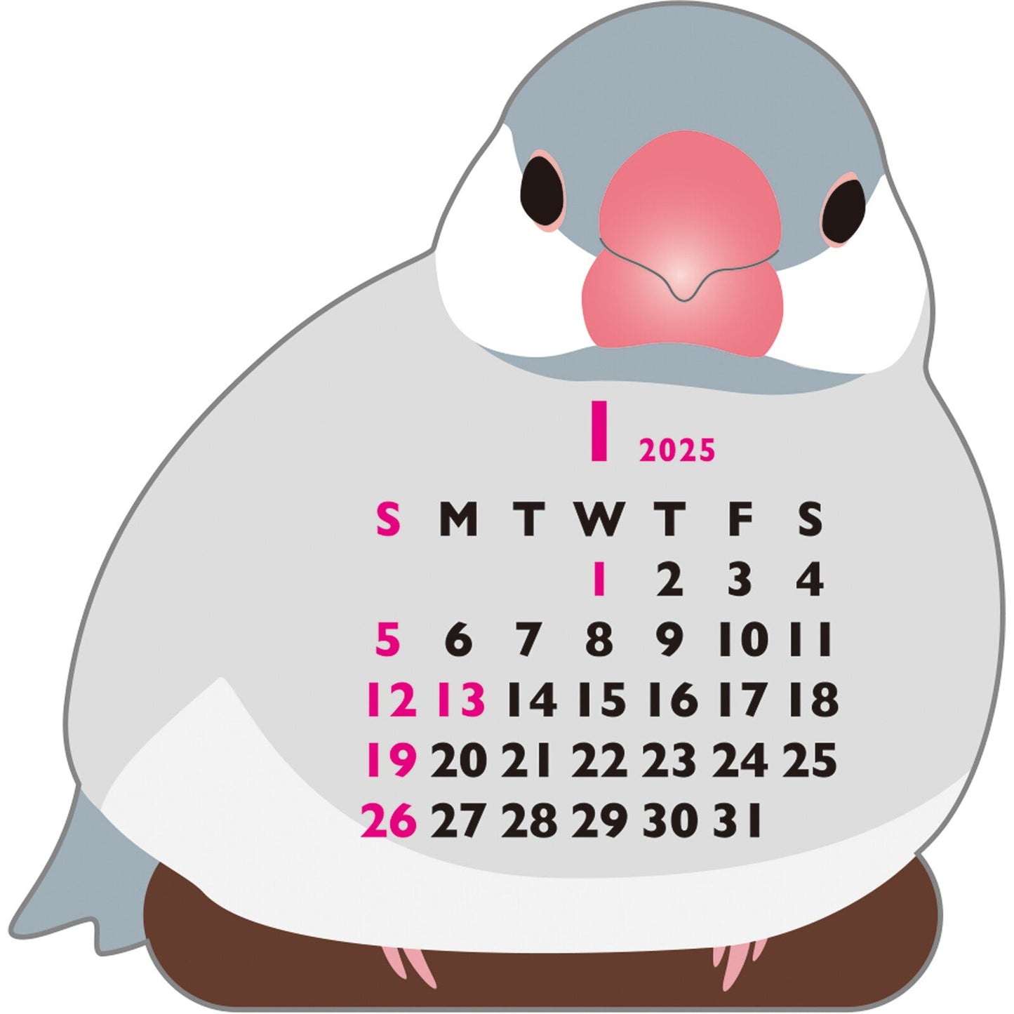 2025 Die Cut Calendar Java Sparrow Mini Size Stand Type　