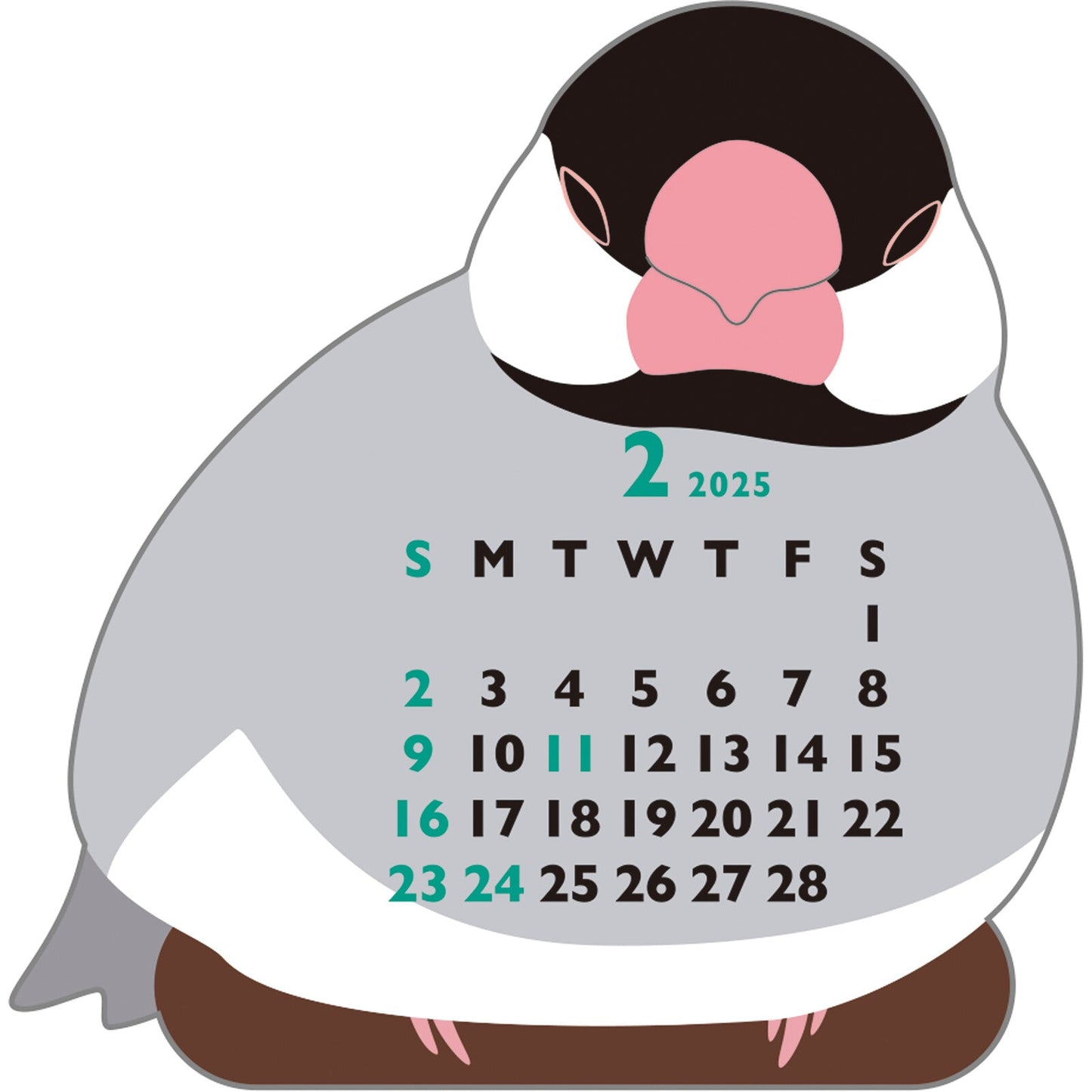 2025 Die Cut Calendar Java Sparrow Mini Size Stand Type　