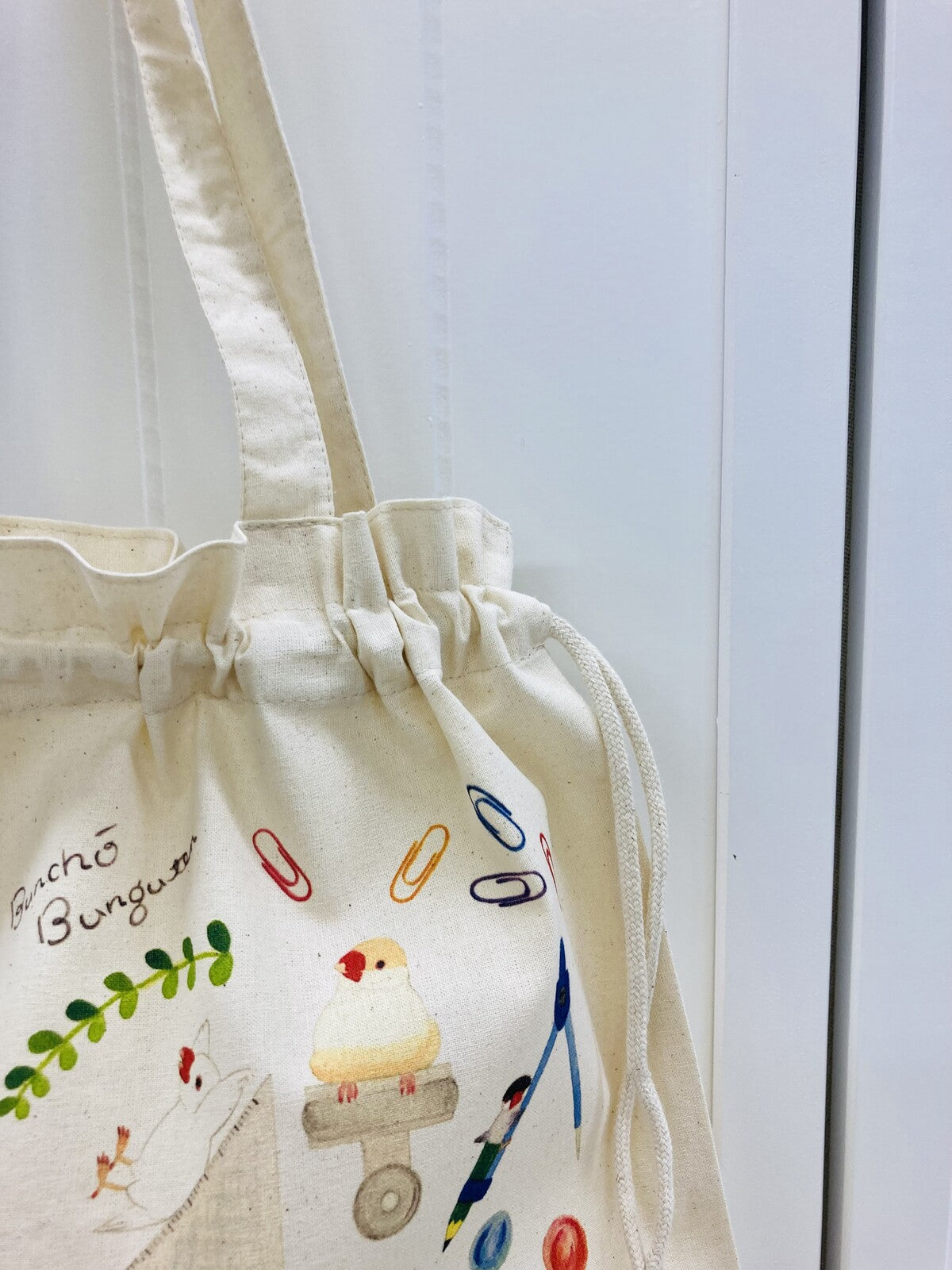 Java Sparrow Stationery Shop Lightweight Cotton Drawstring Tote Bag