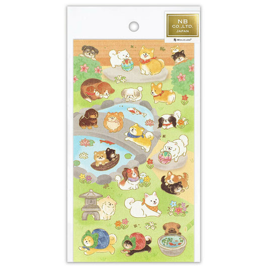 Dog & Japanese Garden Japanese Washi Stickers with Gold Accent