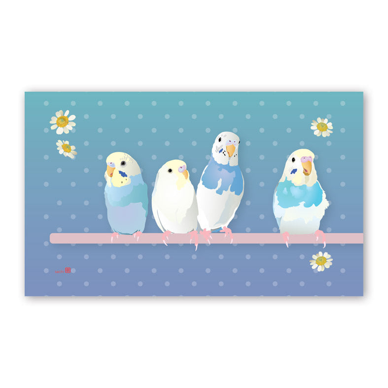 Set of 10 Budgie Mini Message Card