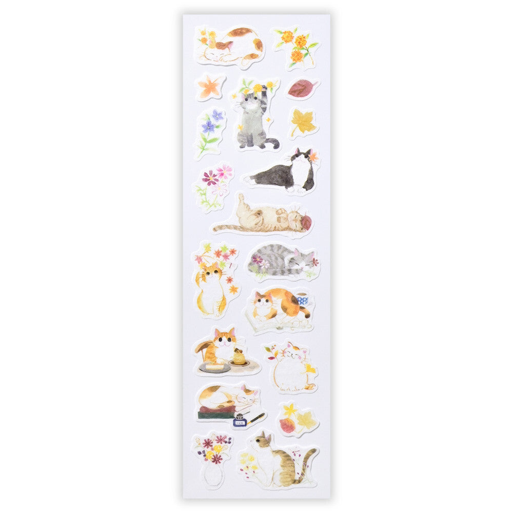 Cats in the Autumn Japanese Washi Stickers