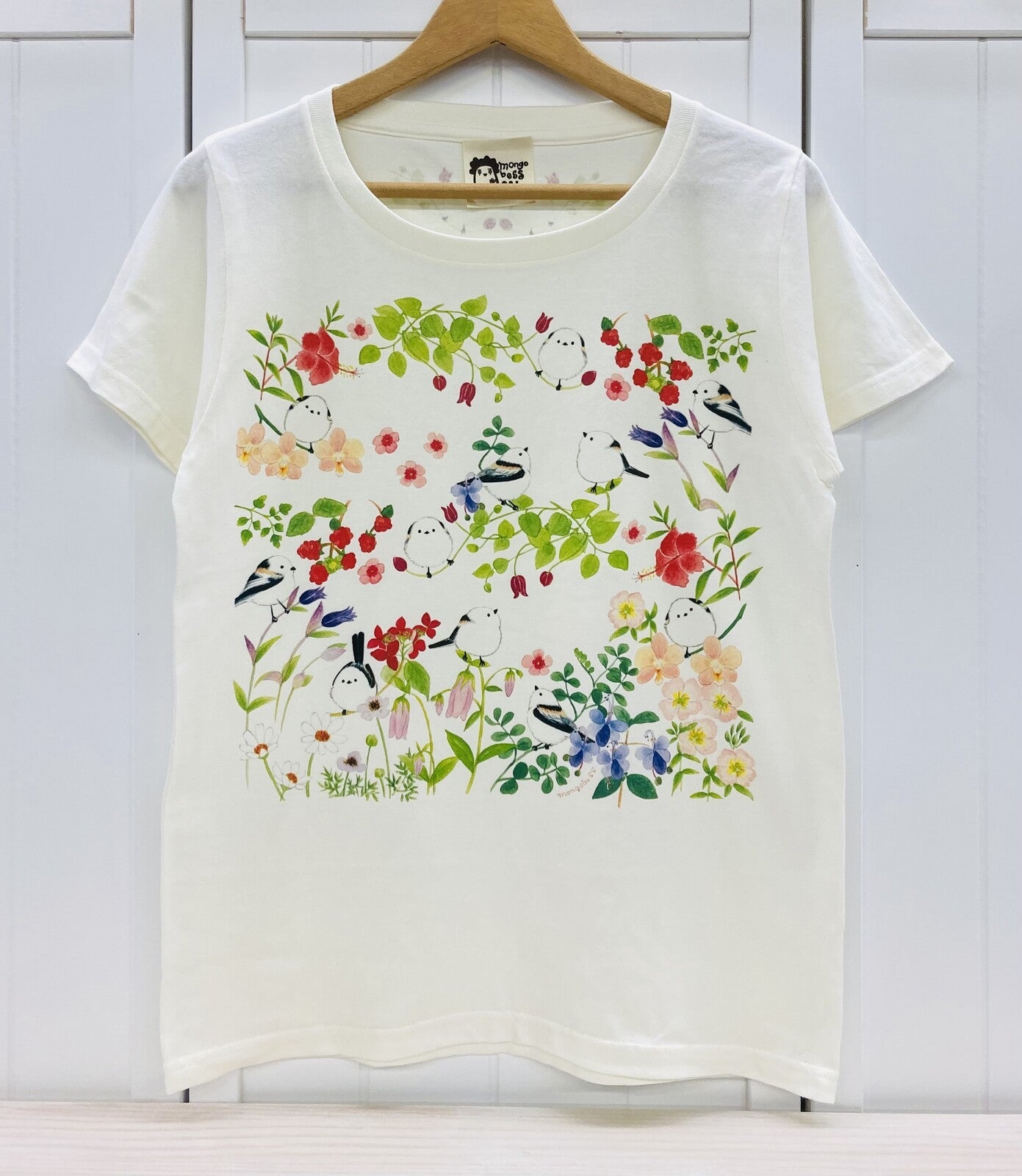 Long-tailed Tit & Flowers Women's T-shirt (Made to Order)