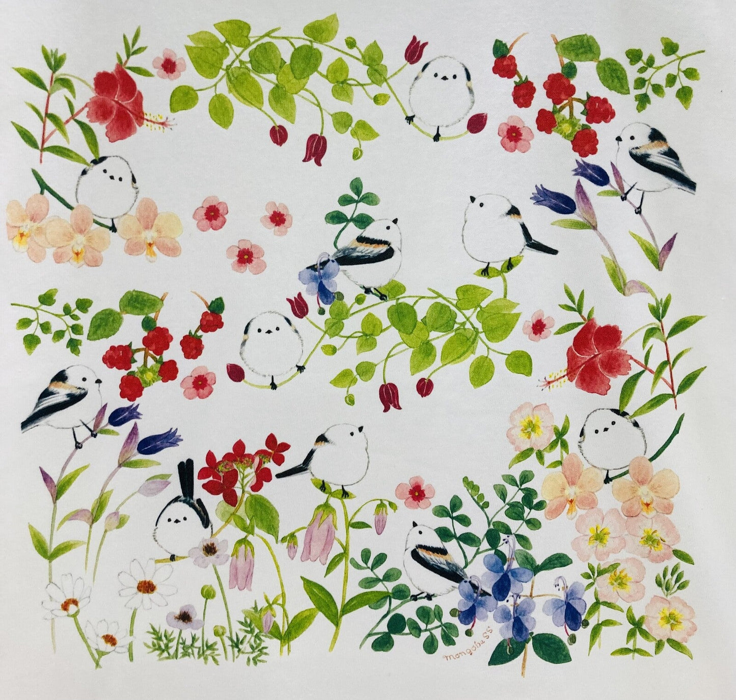 Long-tailed Tit & Flowers Women's T-shirt (Made to Order)