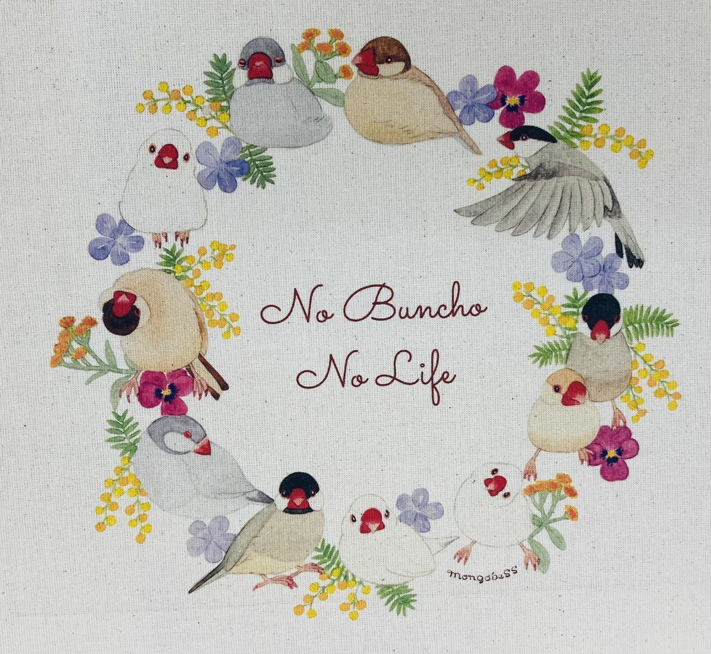 Java Sparrow Wreath Lightweight Cotton Drawstring Tote Bag Eco Bag