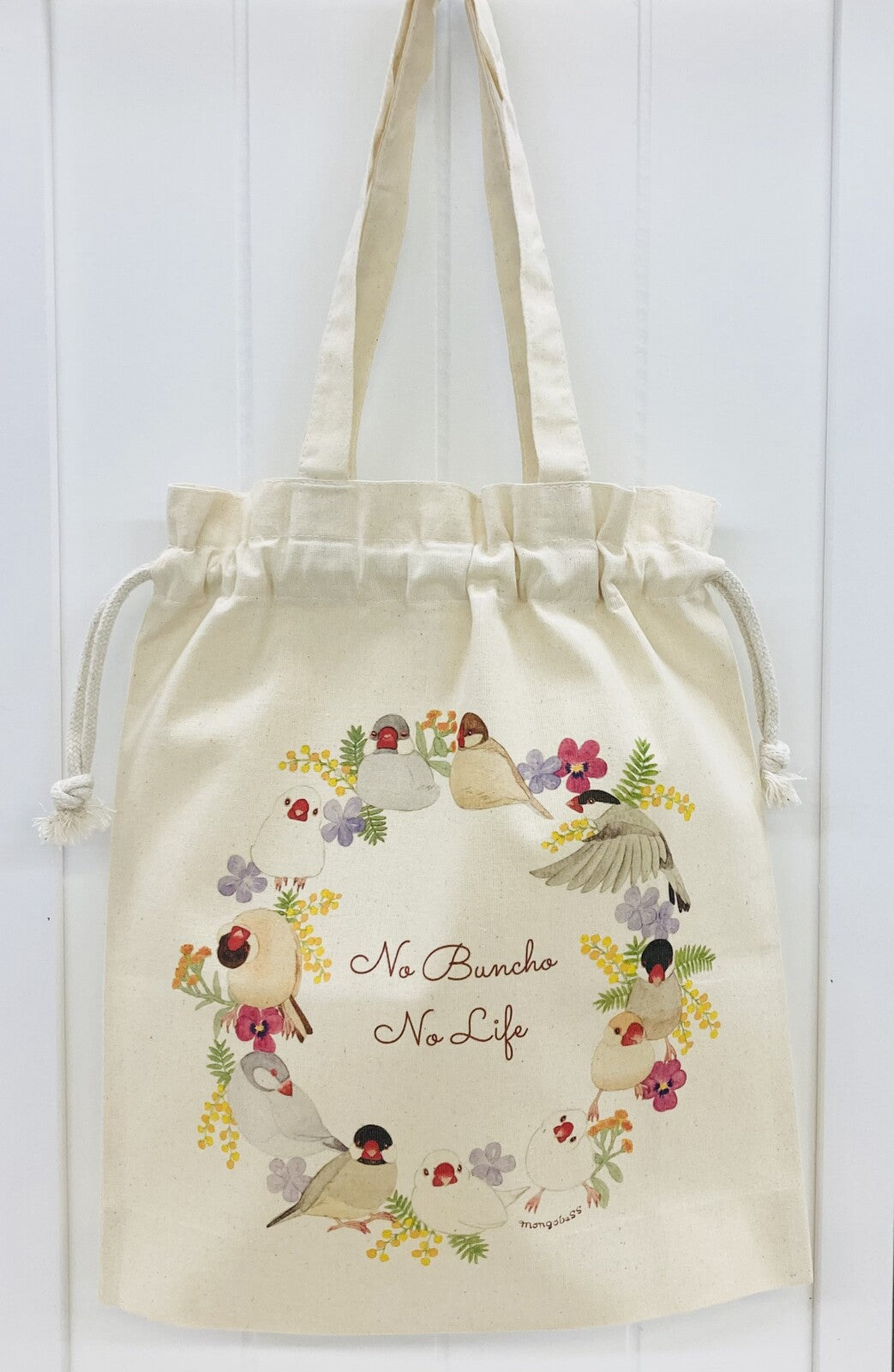 Java Sparrow Wreath Lightweight Cotton Drawstring Tote Bag Eco Bag