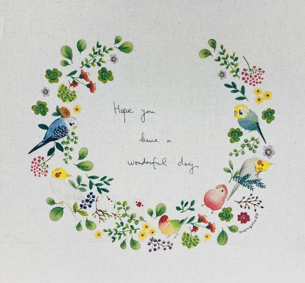 Bird Wreath Lightweight Cotton Drawstring Tote Bag Eco Bag