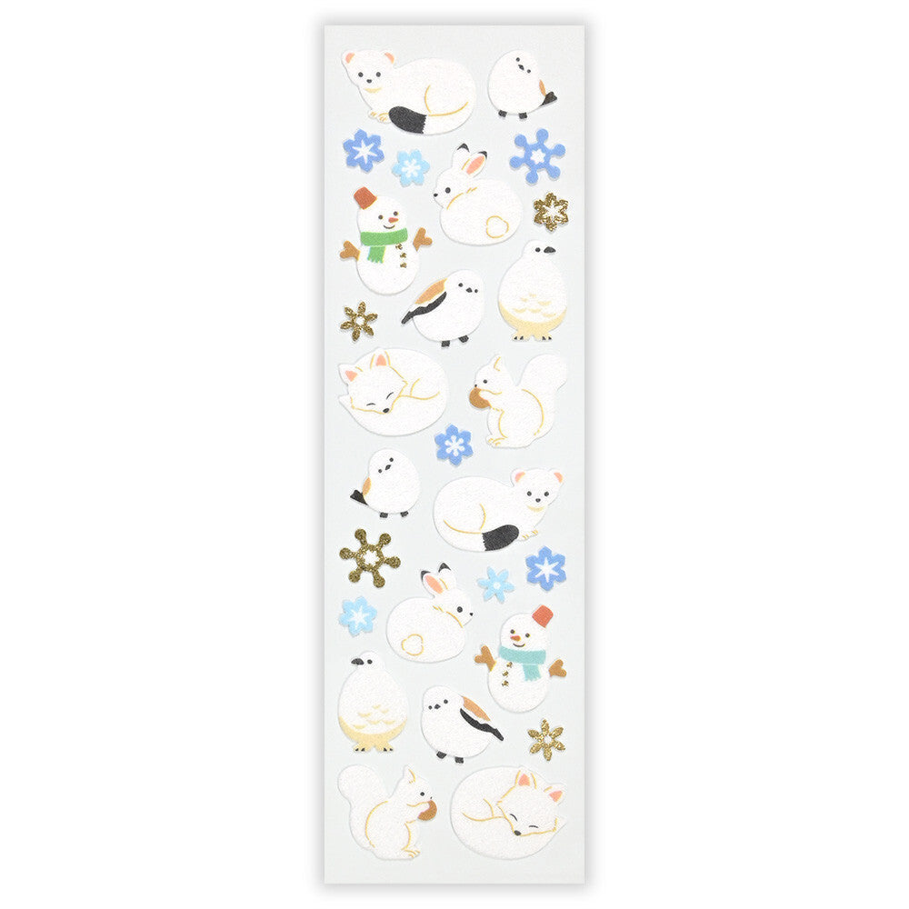 Winter Animal Non Woven Stickers with Glitter Accent