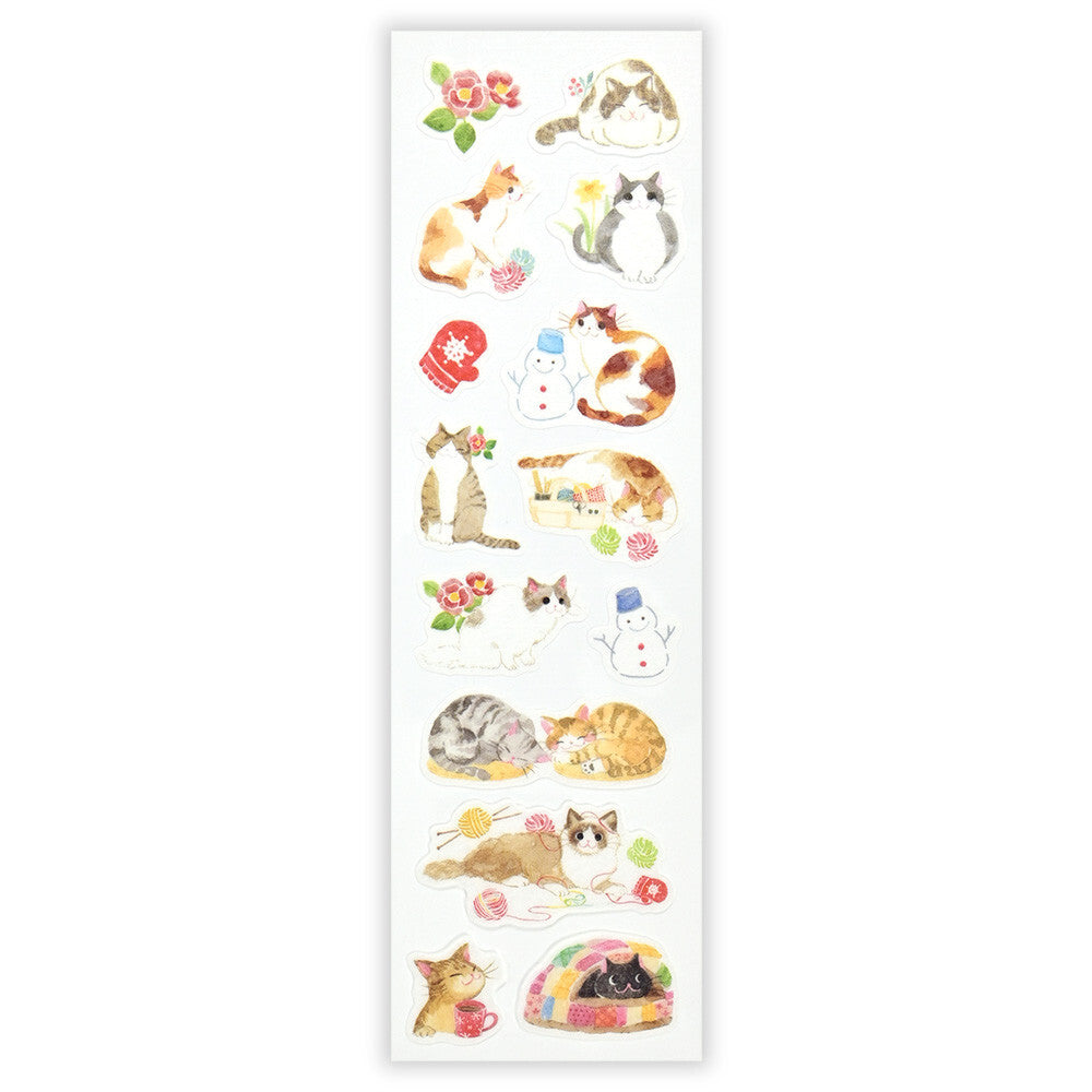 Cat in the Winter Japanese Washi Stickers
