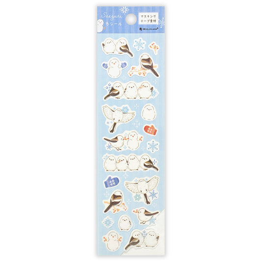 Long-tailed Tit in the Winter Japanese Washi Stickers