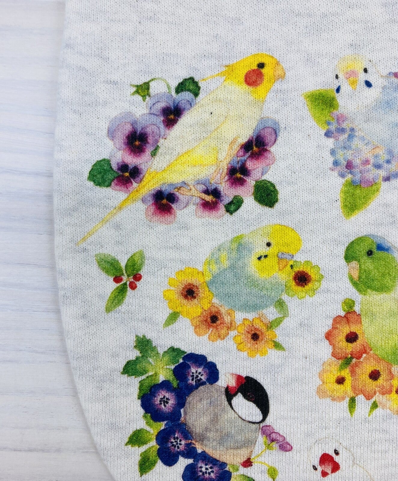 Birds &  Flower Drawstring Bag Medium Size